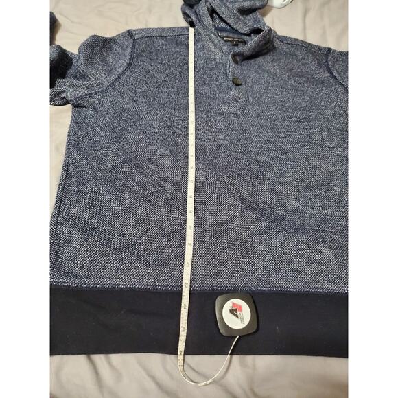 Banana Republic Men’s Hooded Henley Pullover Sweater Size L Blue Textured Knit - Picture 7 of 10